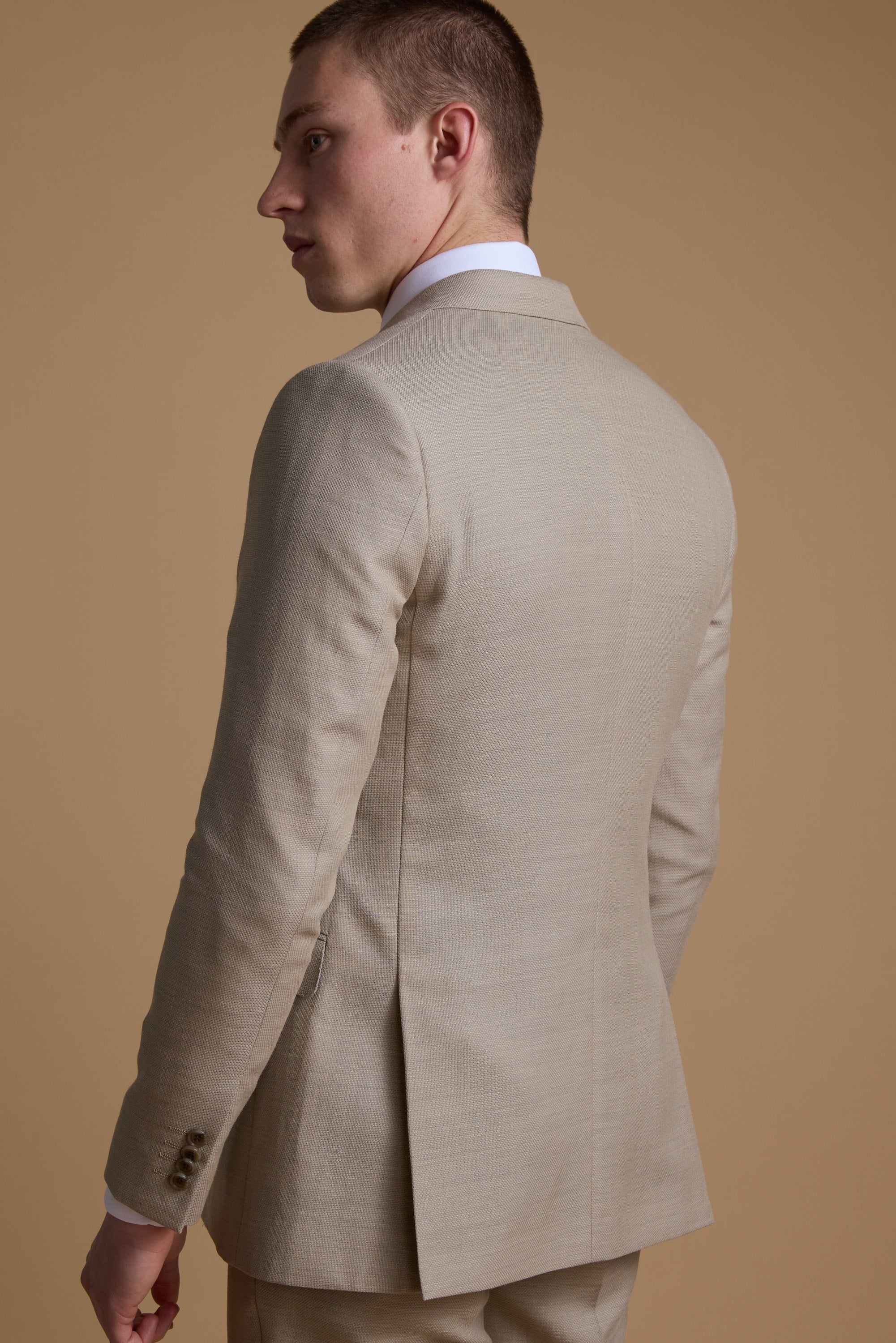 Barkers Lister Texture Suit Jacket in oatmeal, wool, additional view
