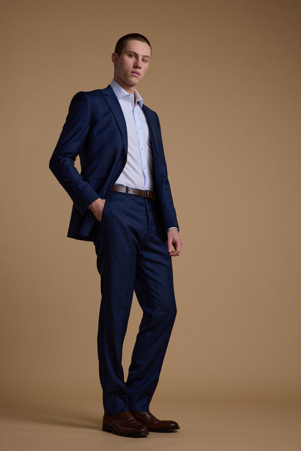 Barkers Grafton Check Suit Jacket in navy check, merino wool, additional view