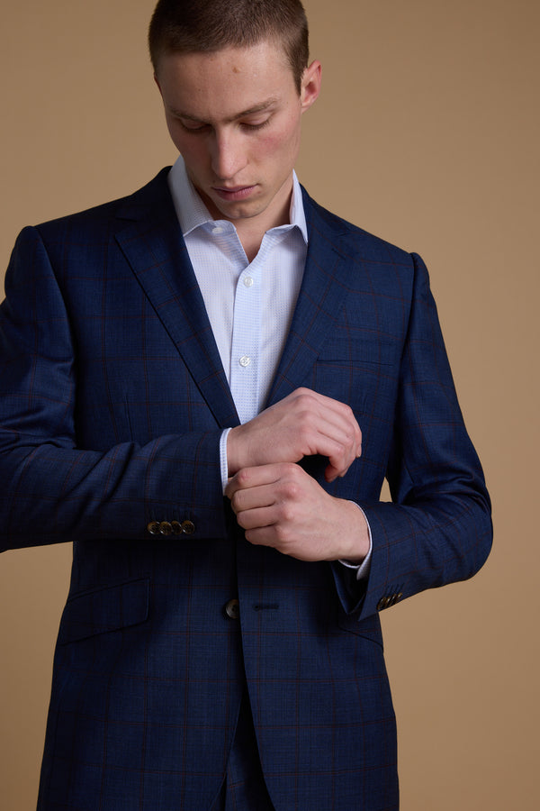Barkers Grafton Check Suit Jacket in navy check, merino wool, additional view