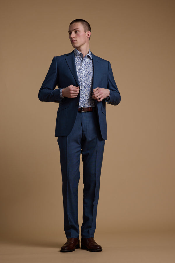 Barkers Morden Texture Suit Trouser in blue, tailored fit, additional view