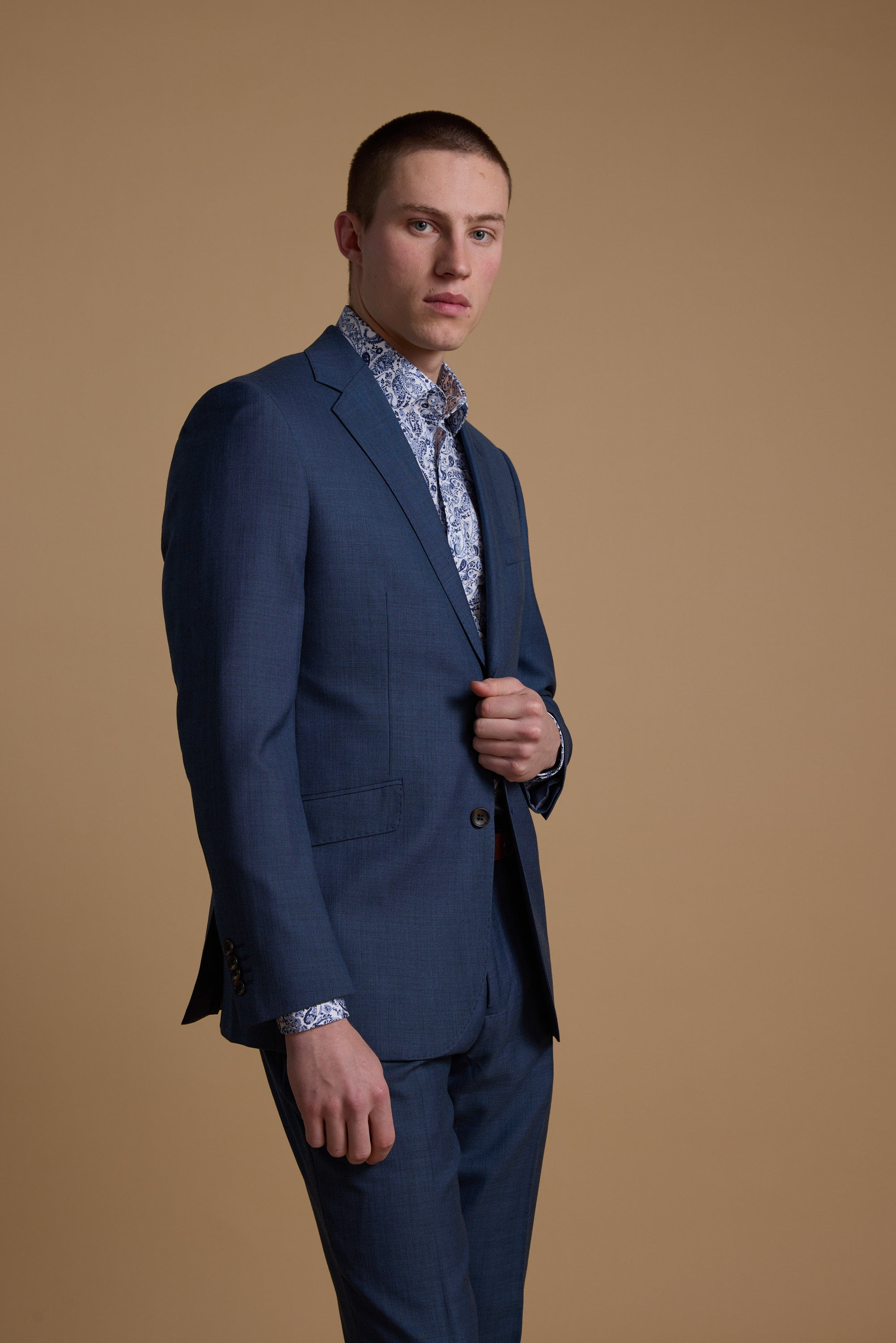 Barkers Morden Texture Suit Jacket in blue, additional view