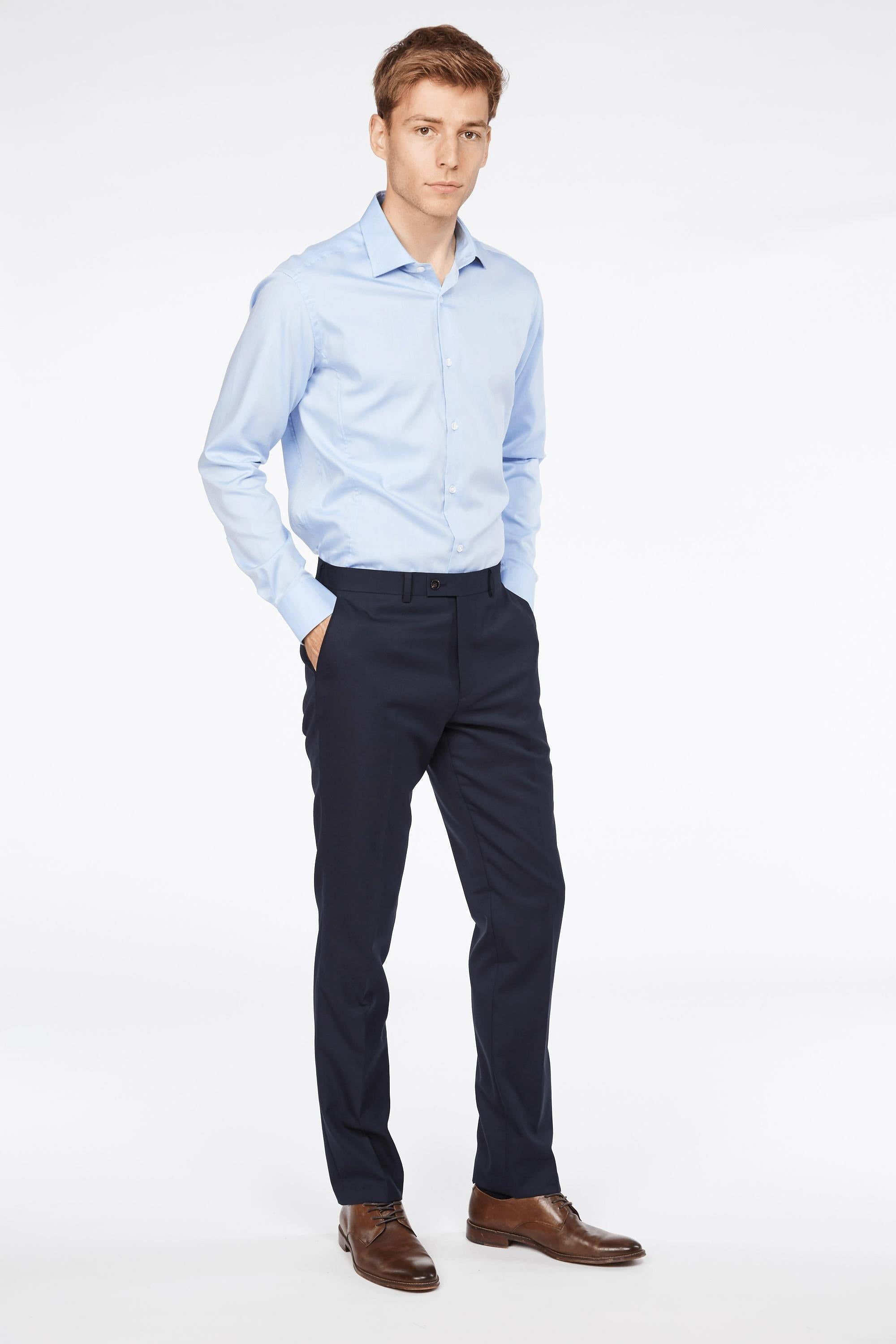 Barkers Bayswater Trouser in navy, modern fit, alternate view