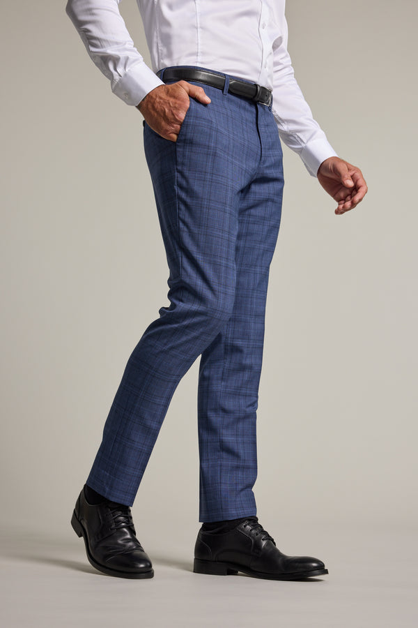 Barkers Hanson Check Suit Trouser in blue, wool, additional view
