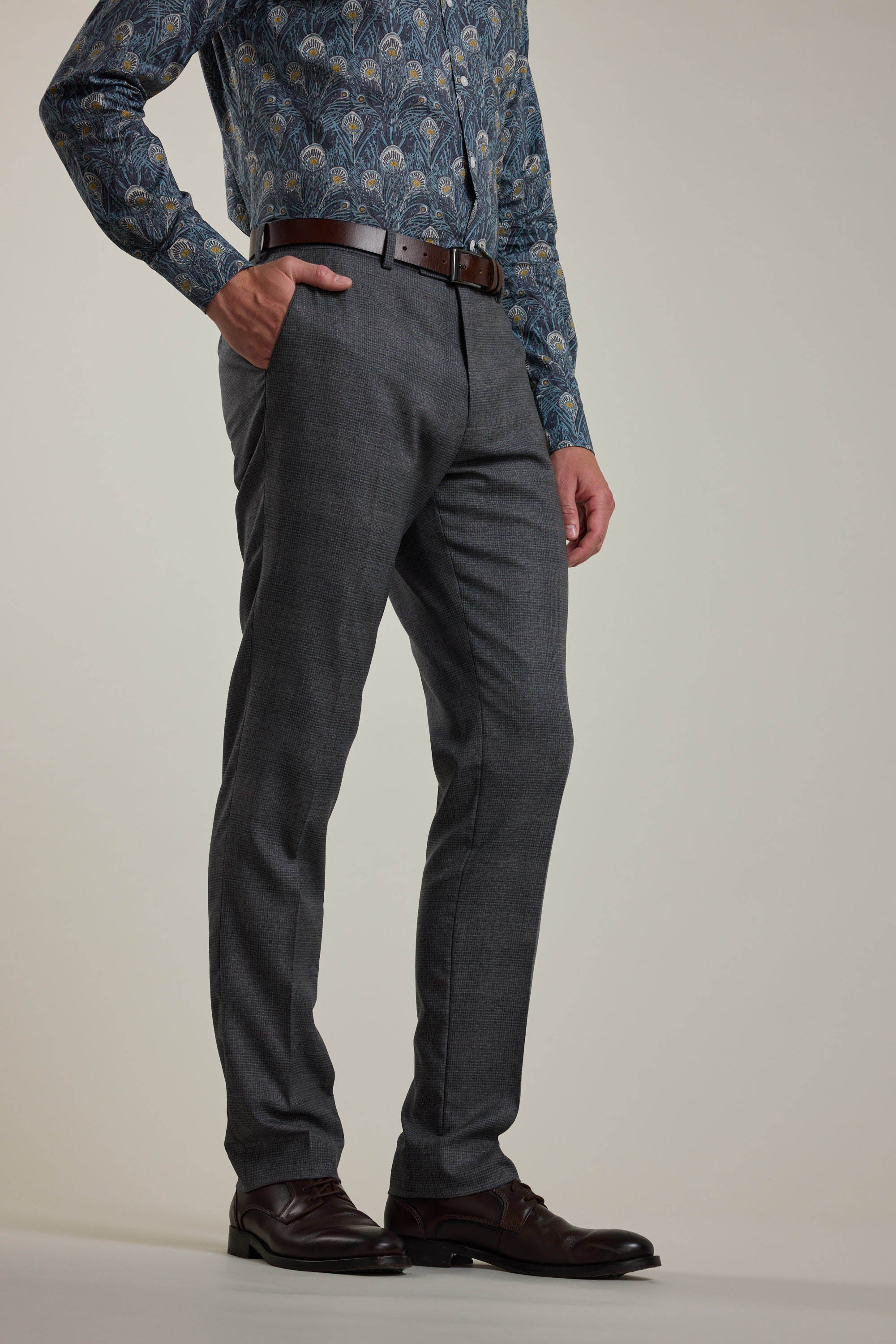 Barkers Ormsby Check Suit Trouser in grey, merino wool, additional view