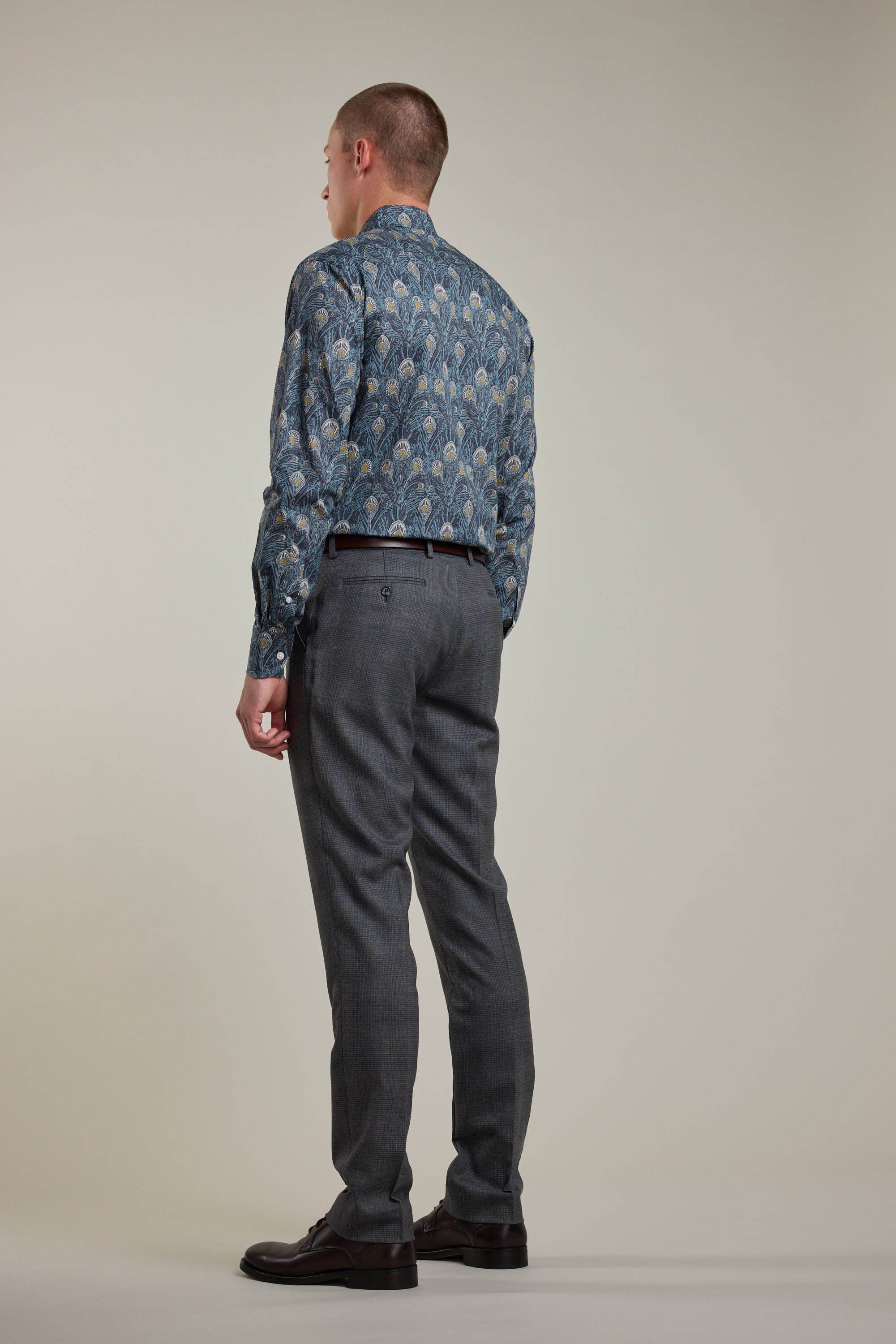 Barkers Ormsby Check Suit Trouser in grey, merino wool, additional view