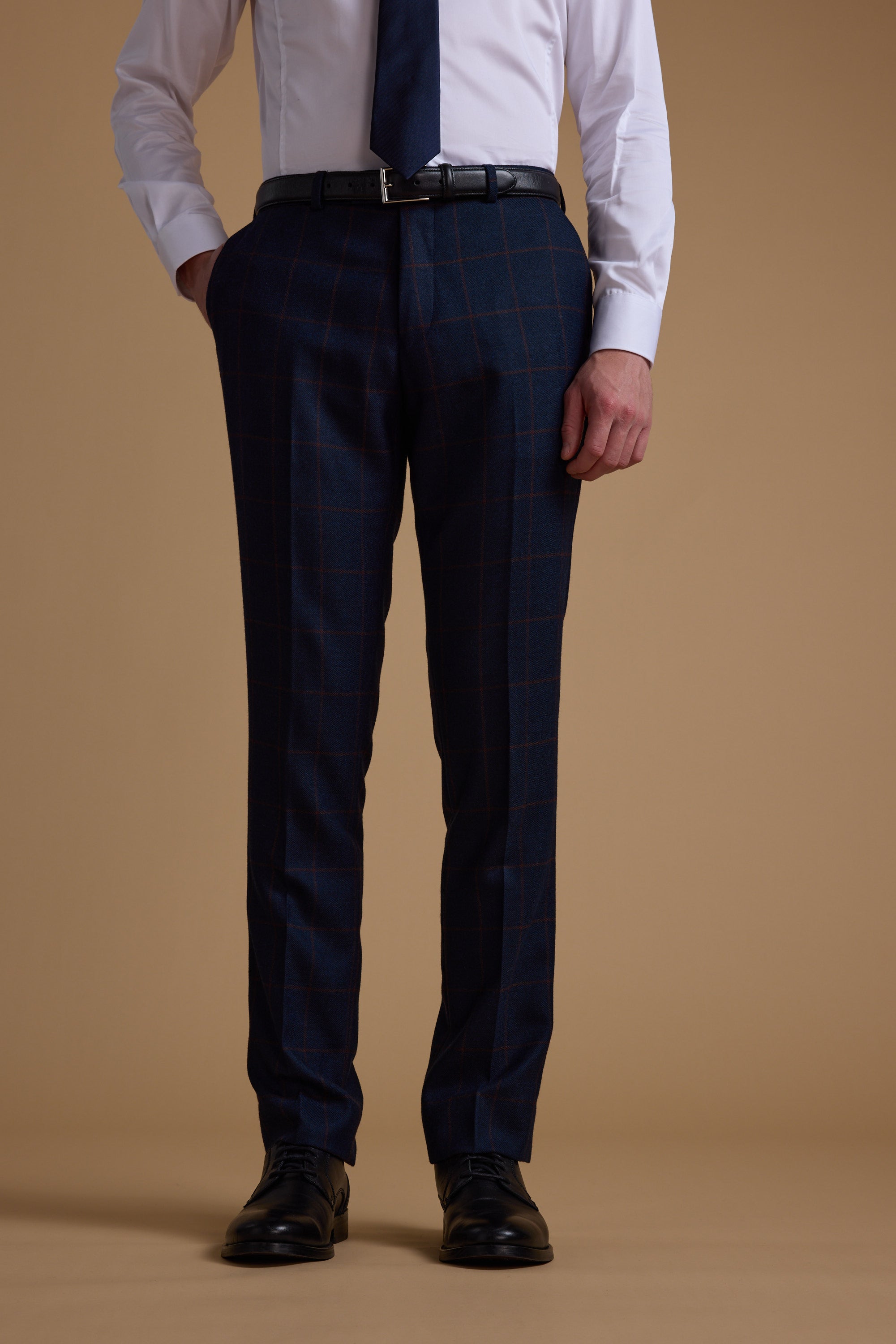Barkers Exton Check Suit Trouser in navy/rust, alternate view