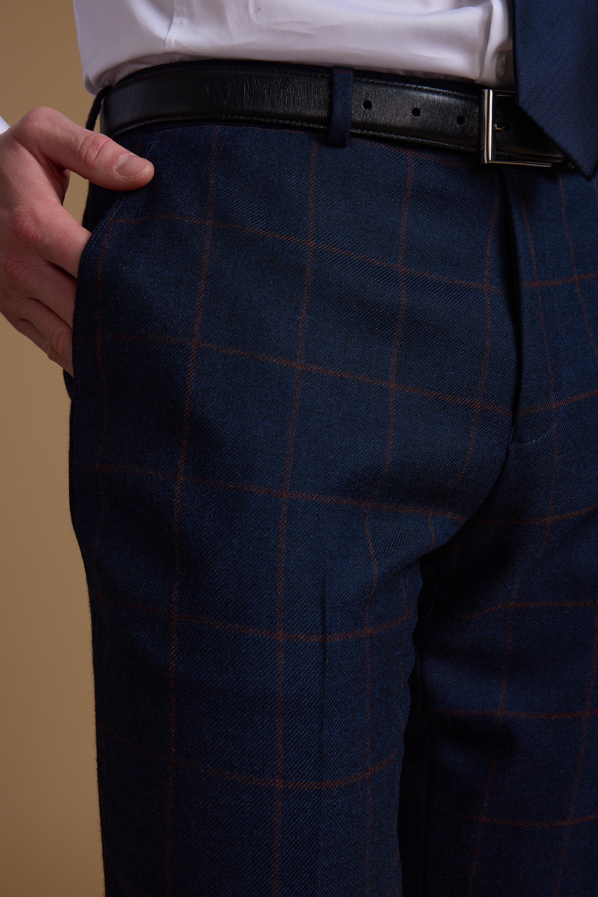 Barkers Exton Check Suit Trouser in navy/rust, additional view