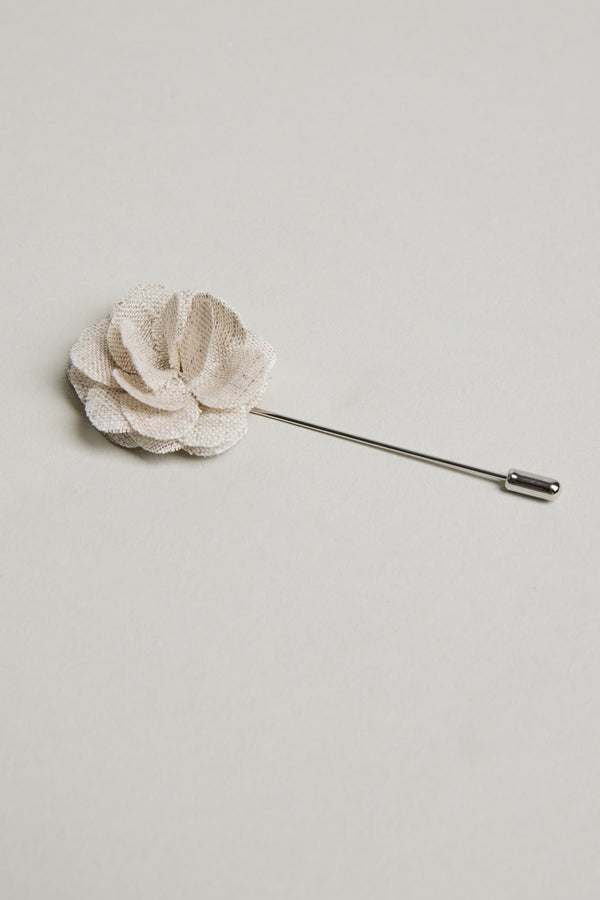Parisian Fraser Flower Lapel Pin in beige, alternate view