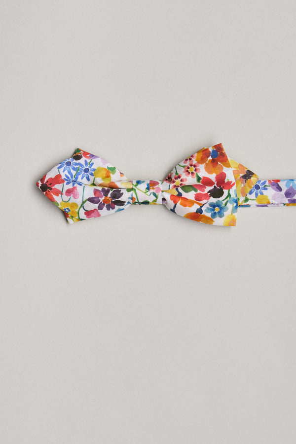 Dreams of Summer Liberty Bow Tie: vibrant floral print, handmade in New Zealand.