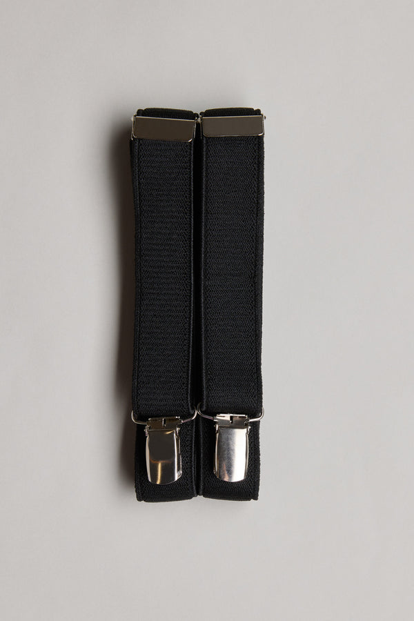 Parisian x Barkers Braces by Parisian, black with silver-tone clips and leather detail.