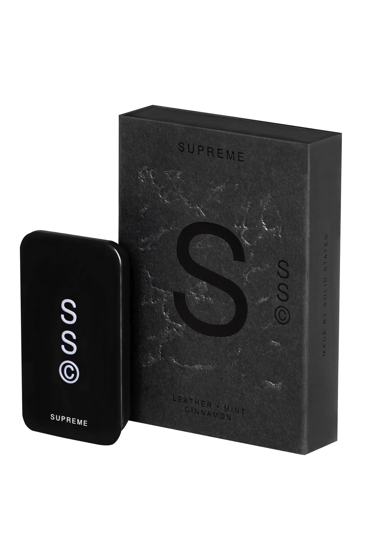 Solid State - Supreme: pocket tin cologne, leather, mint & cinnamon scents; by Solid State.
