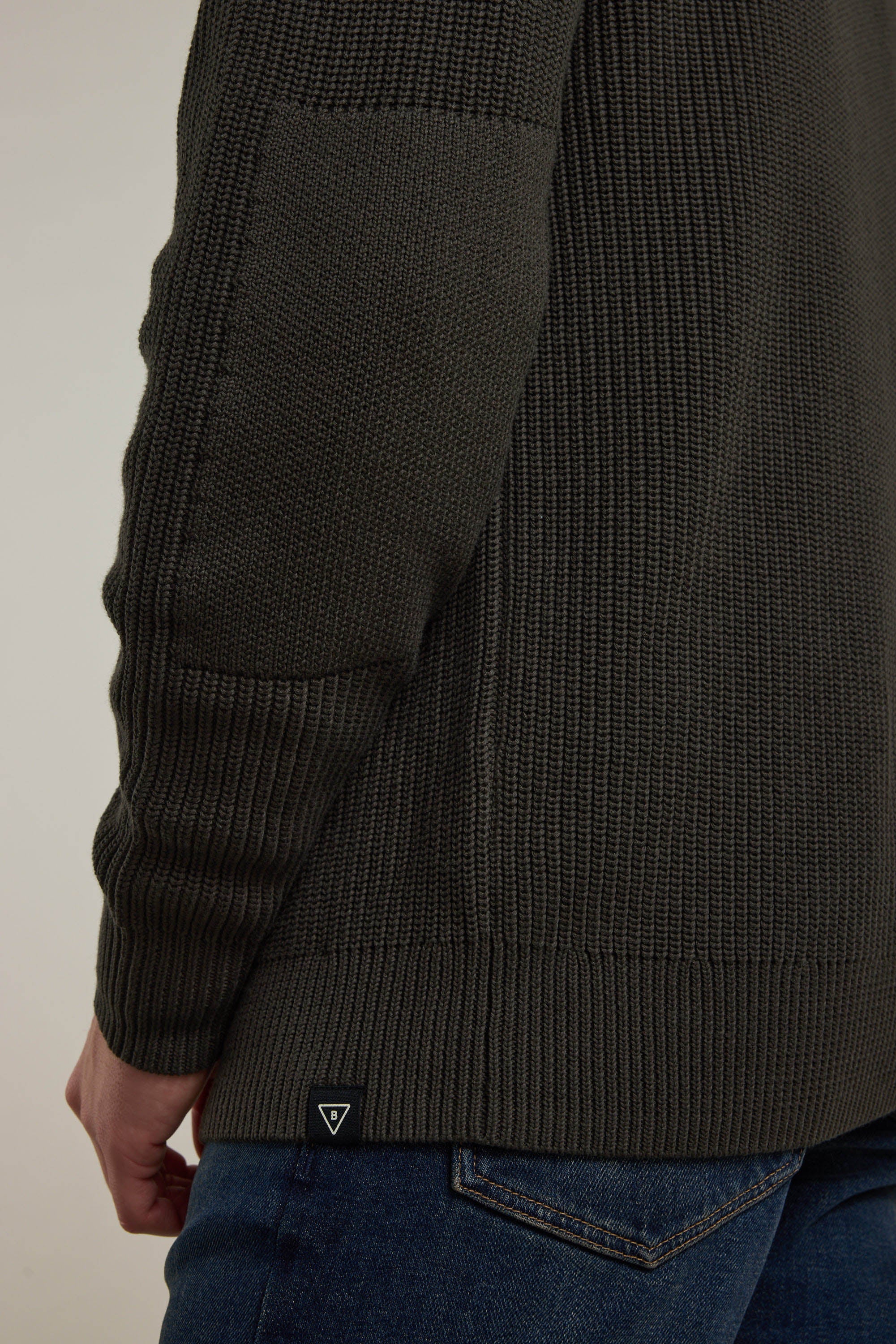 Barkers Enfield Zip Up Cardigan in khaki, additional view
