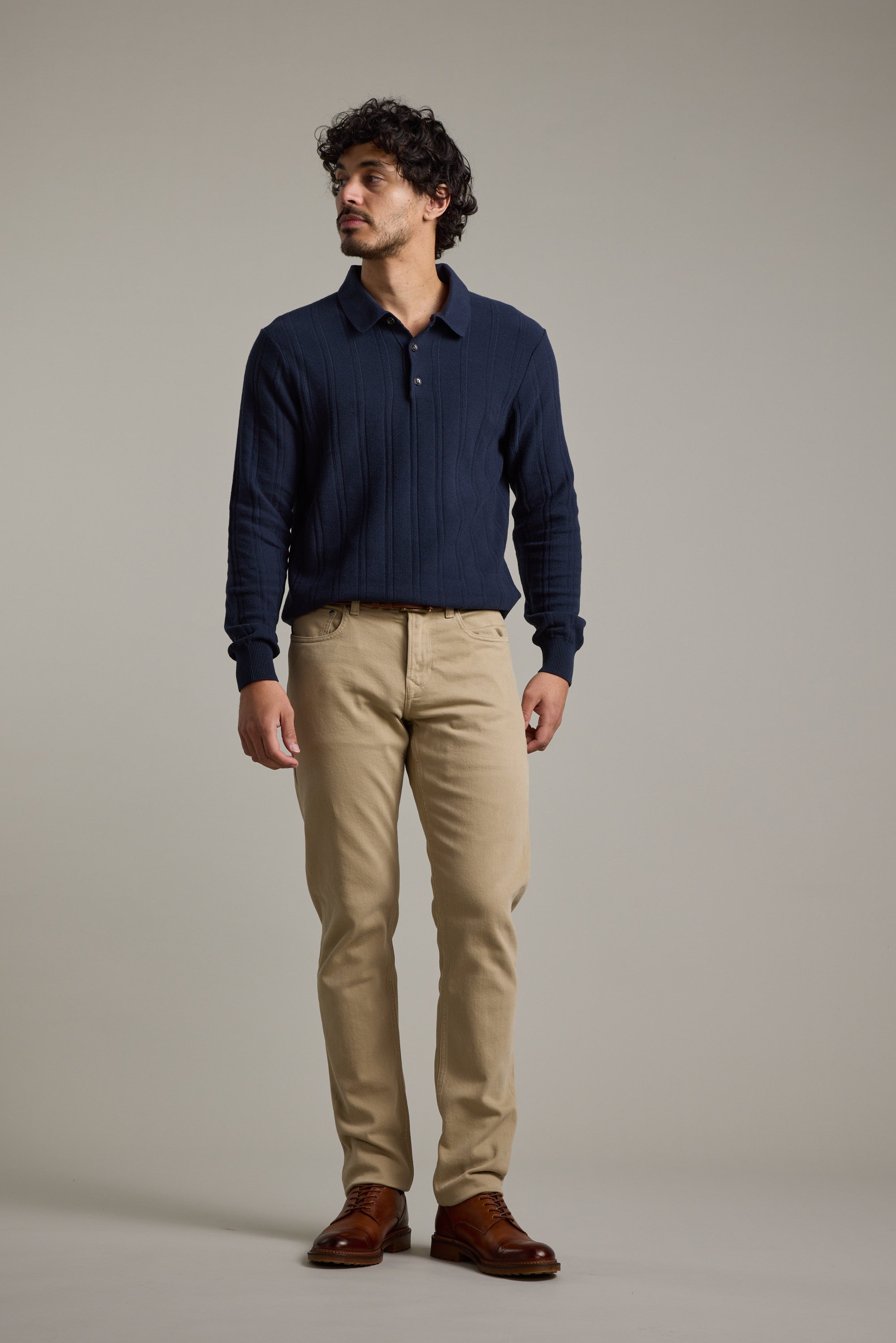 Seaside Long Sleeve Cotton Polo