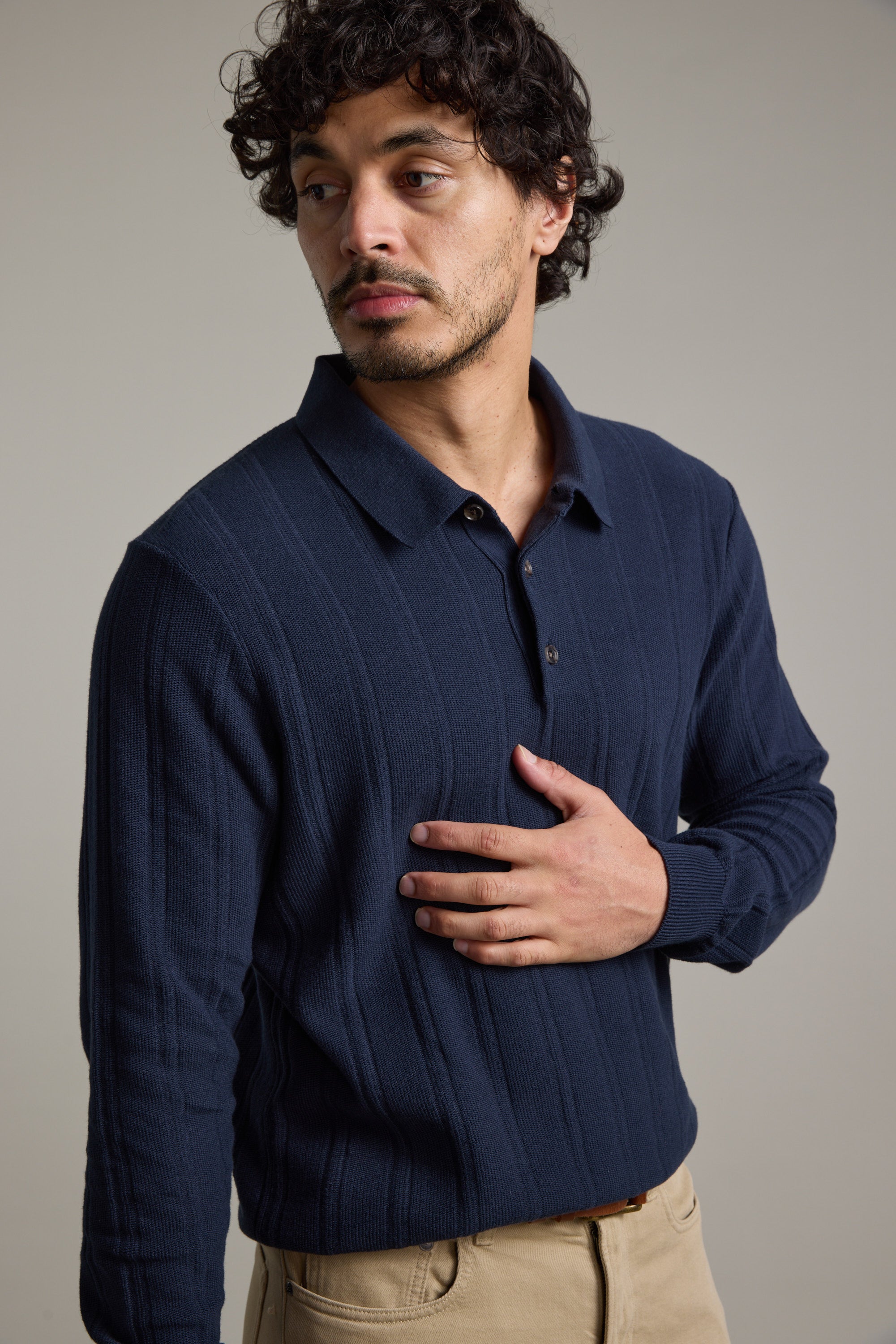 Seaside Long Sleeve Cotton Polo