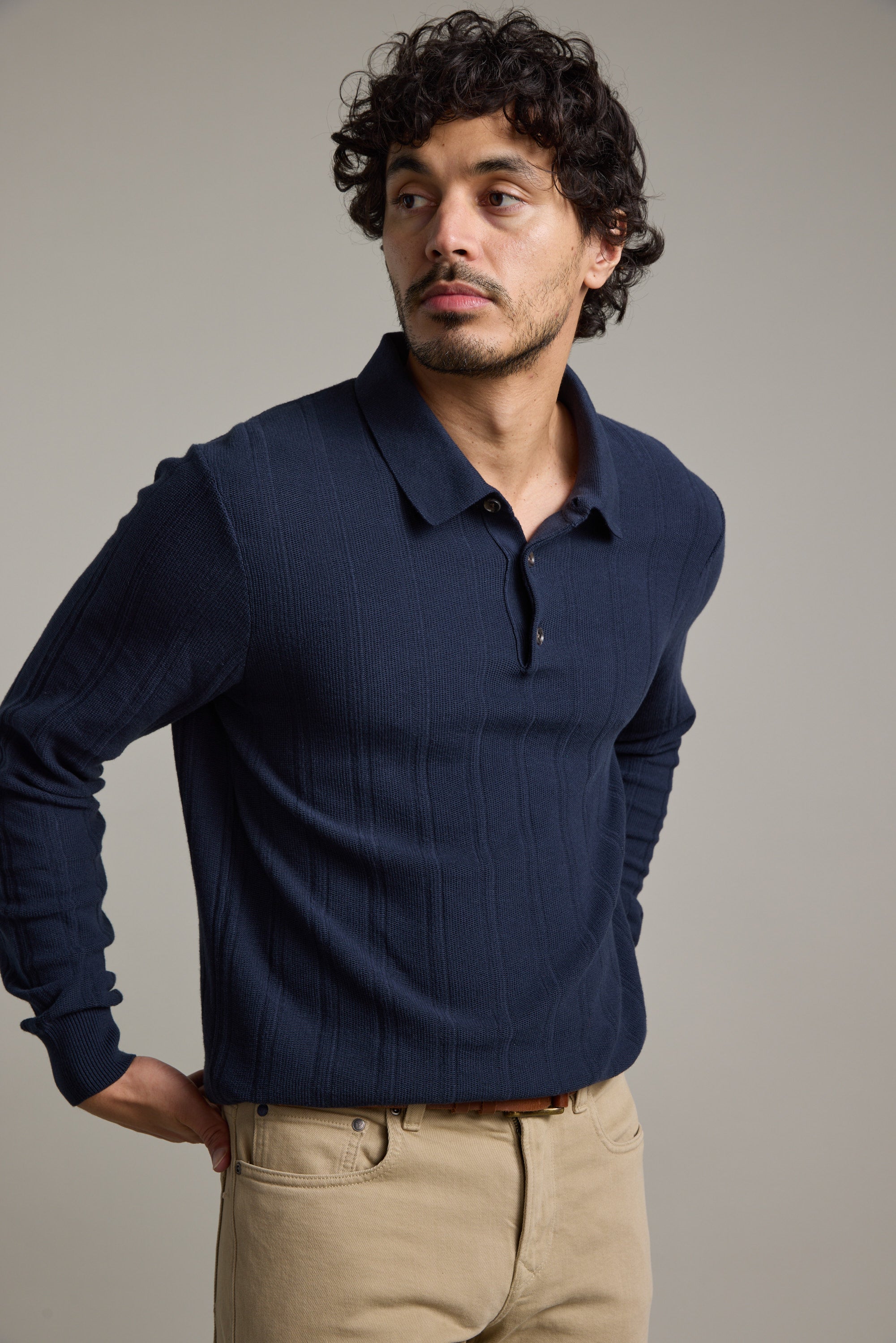 Seaside Long Sleeve Cotton Polo