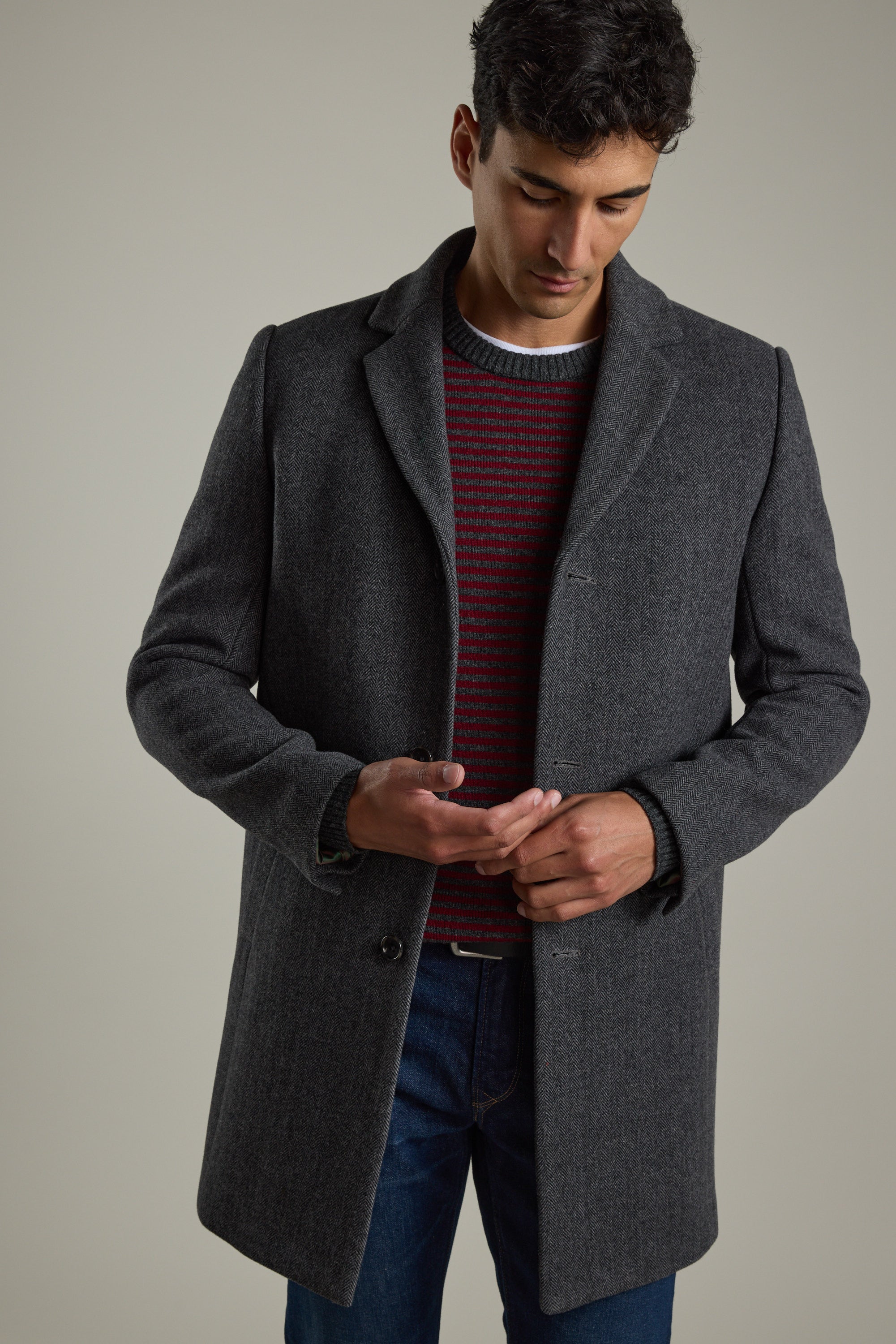 Shop Saxon Wool Coat (CHARCOAL) | Barkers