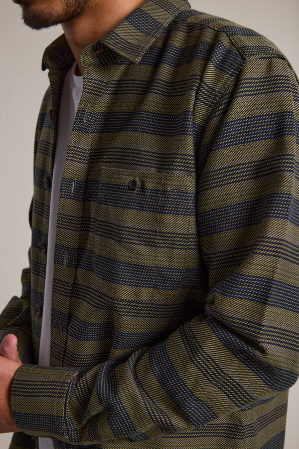 Barkers Mossock Stripe Overshirt in green, additional view