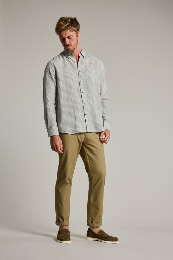 Barkers Dalton fine stripe Shirt in green, tailored fit, additional view