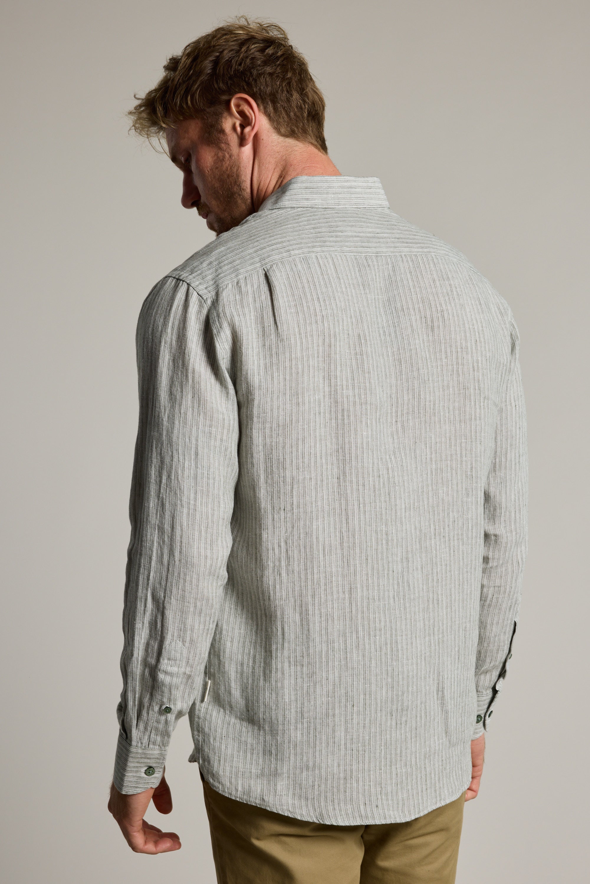 Barkers Dalton fine stripe Shirt in green, tailored fit, additional view