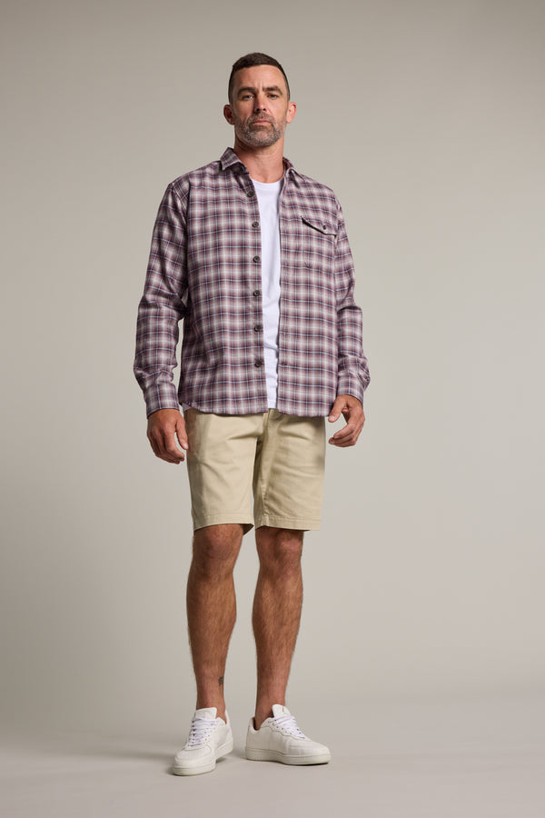Barkers Byrd Check Overshirt in red check, additional view