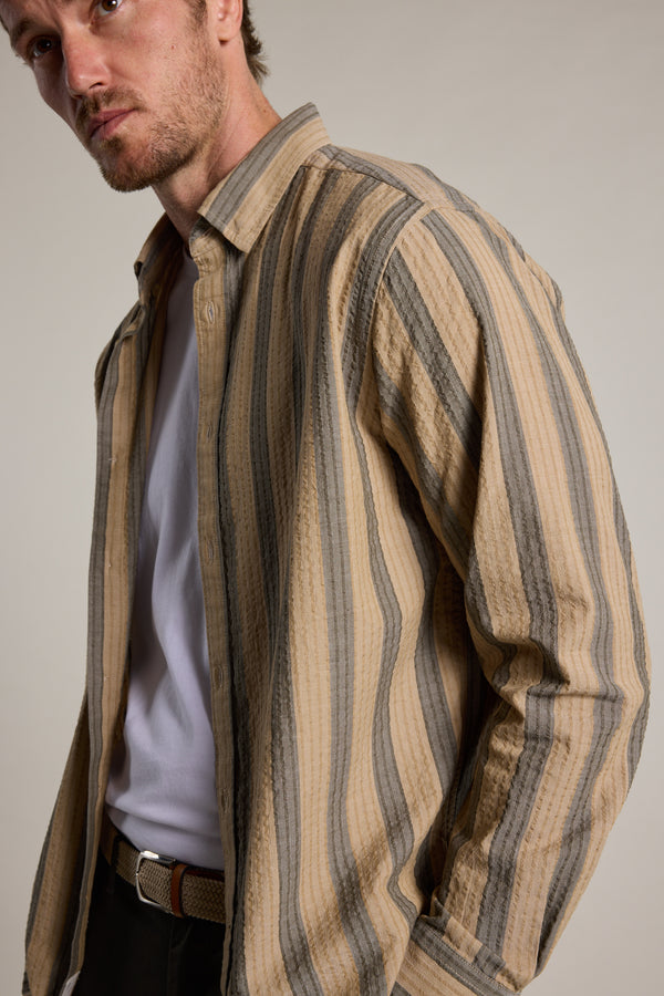 Barkers Pollard Stripe Shirt in beige, classic fit, additional view