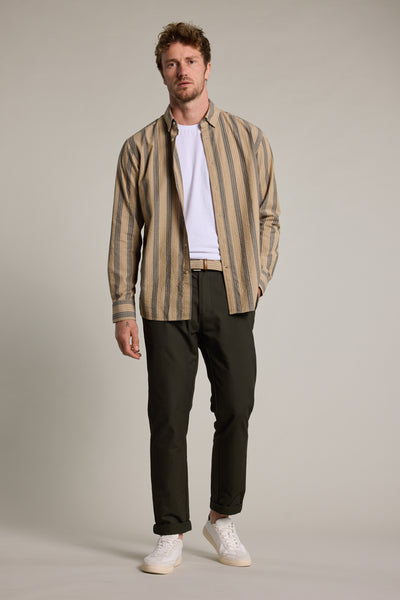 Barkers Pollard Stripe Shirt in beige, classic fit