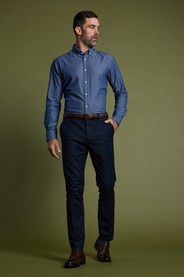 Barkers Midlands AOP Shirt in blue, tailored fit, additional view