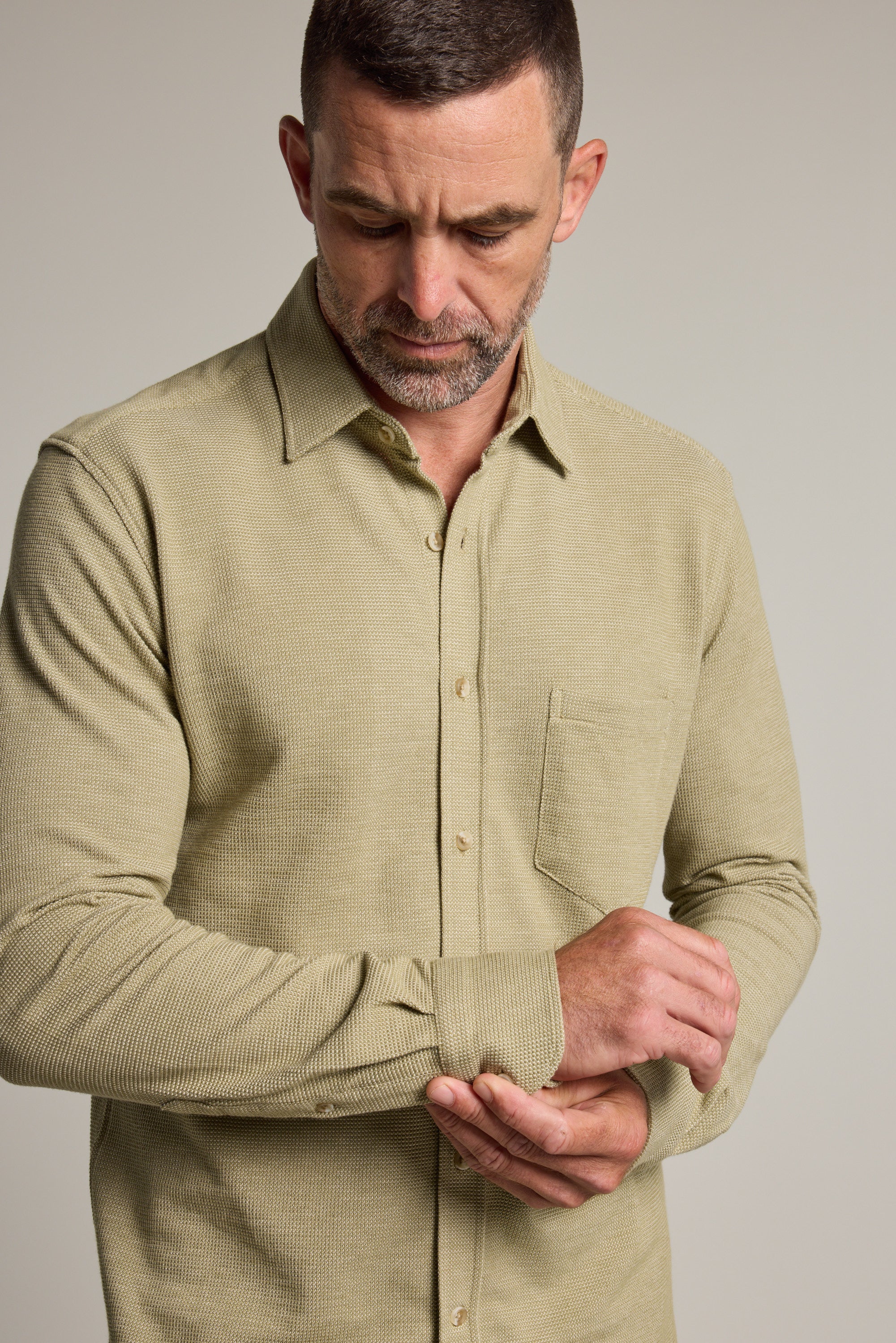 Barkers Frye Knit Shirt in green, classic fit, additional view