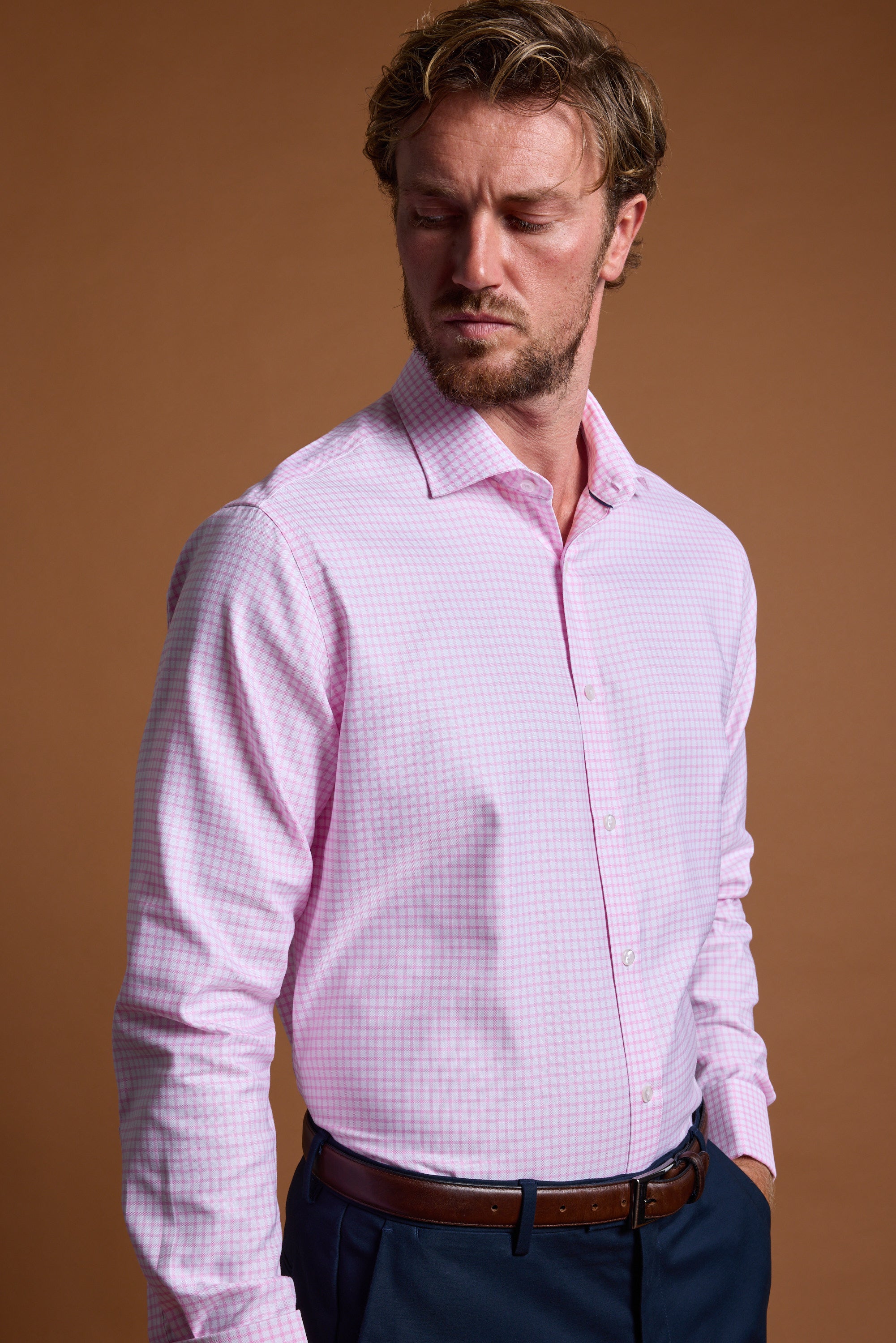 Barkers Enright French Cuff Business Shirt in pink, classic fit, additional view