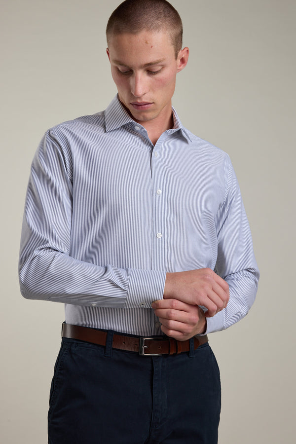 Barkers Rhea Stripe Business Shirt in navy/white, tailored fit