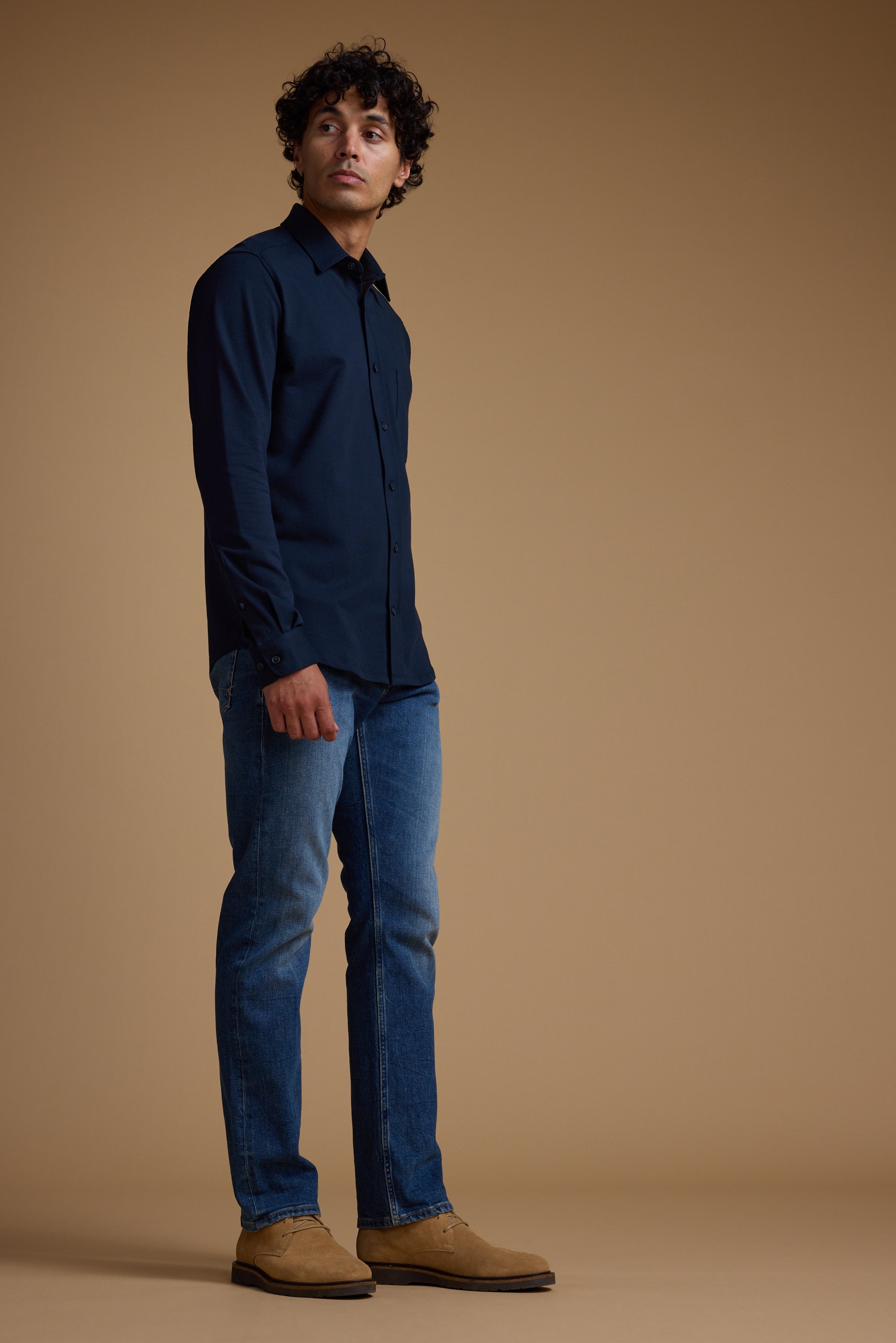 Barkers Abbotwill Knit Shirt in navy, tailored fit, additional view
