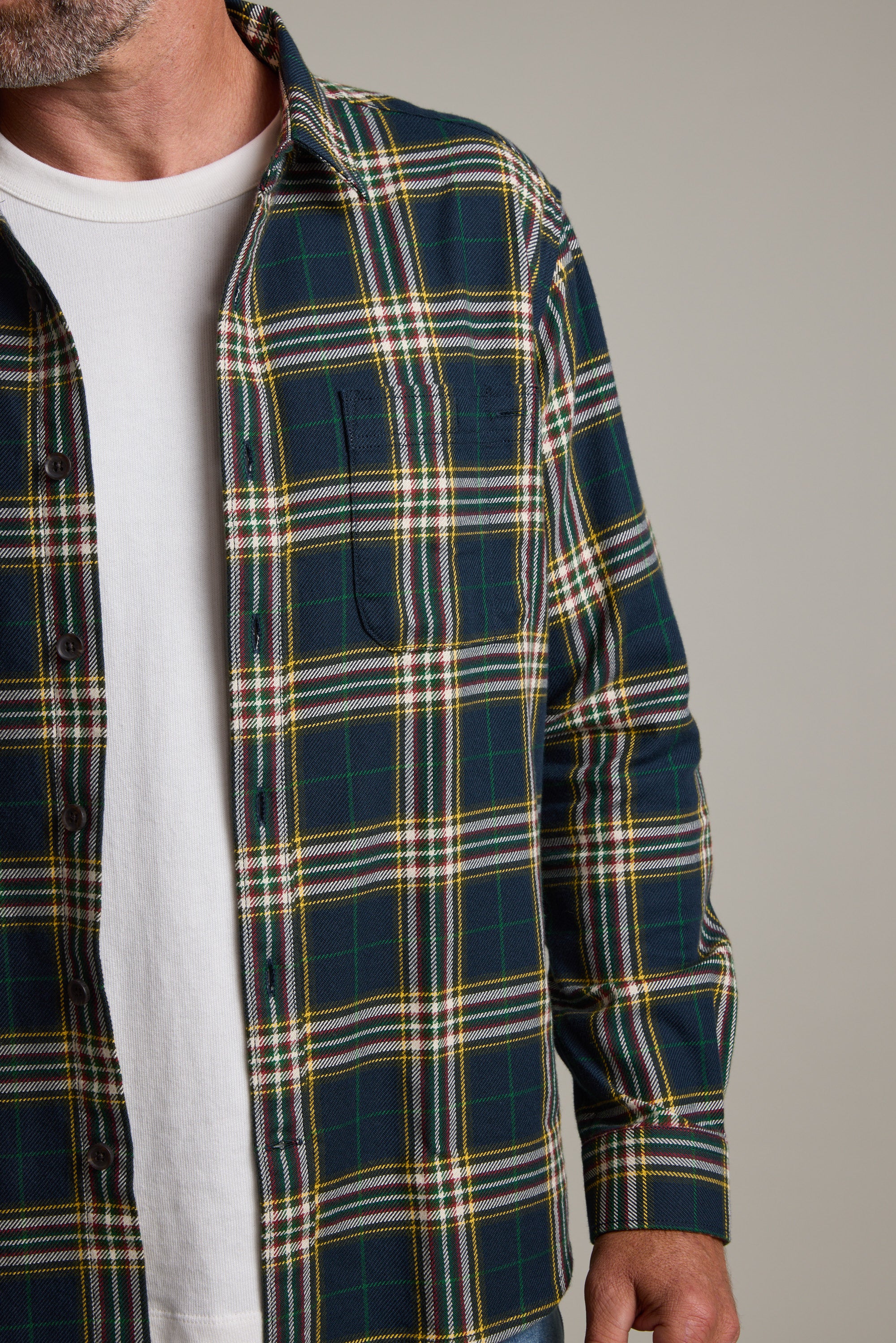 Barkers Brennan Check Overshirt in navy, cotton, additional view