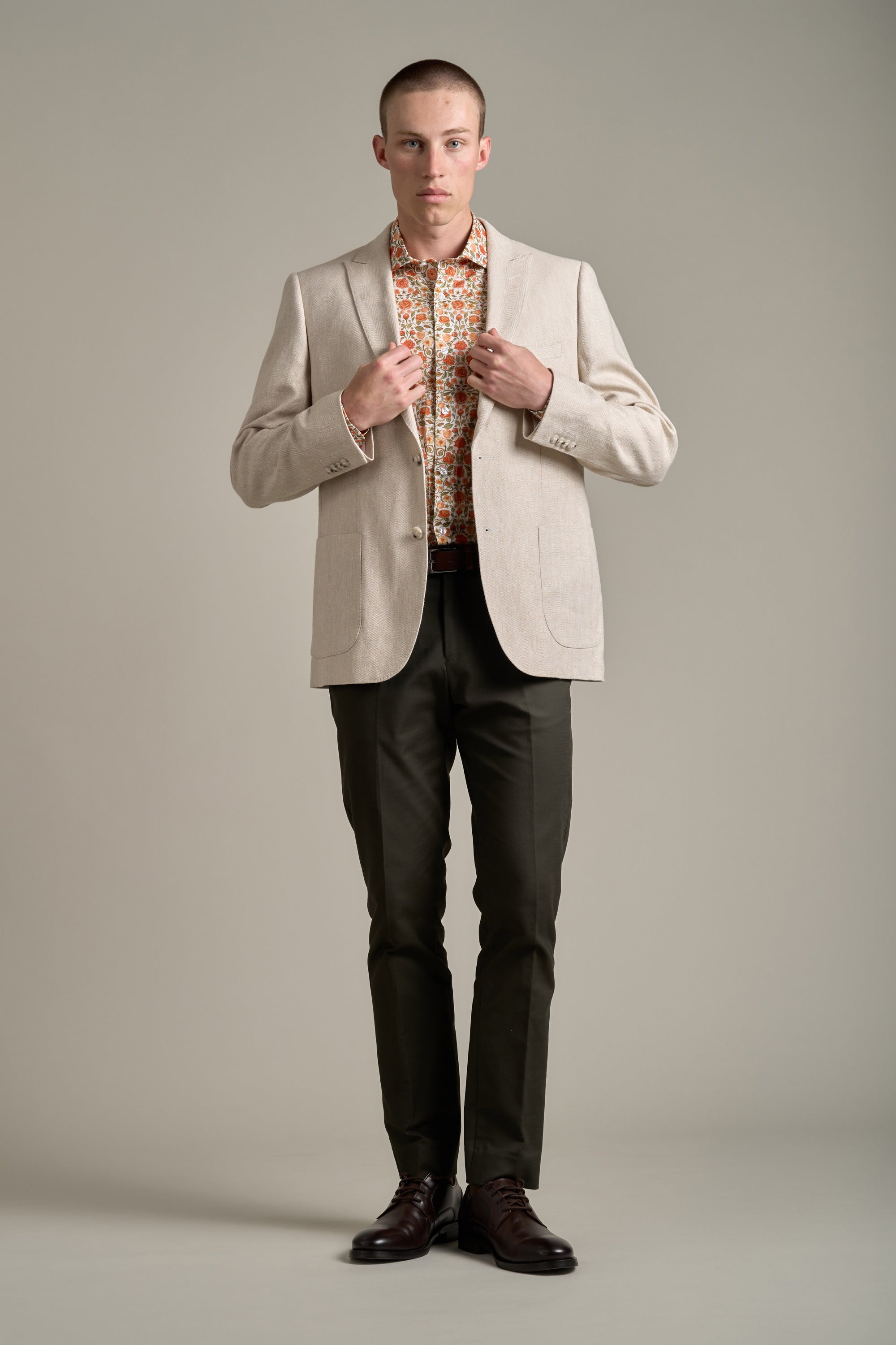 Barkers Hume Herringbone Blazer in ecru, additional view