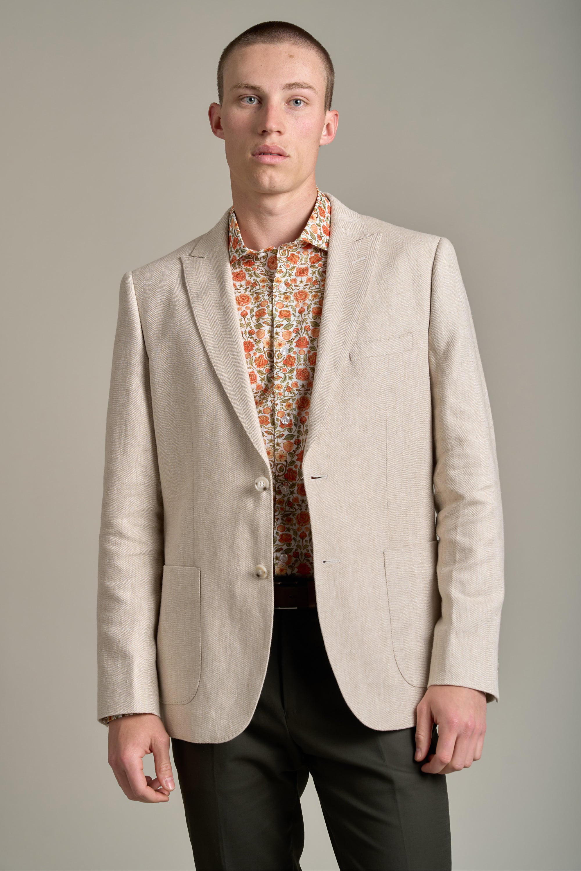 Barkers Hume Herringbone Blazer in ecru, additional view
