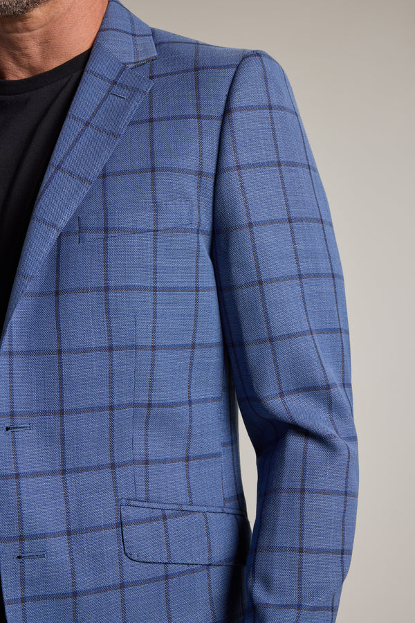 Barkers Flume Check Blazer in blue check, wool, additional view