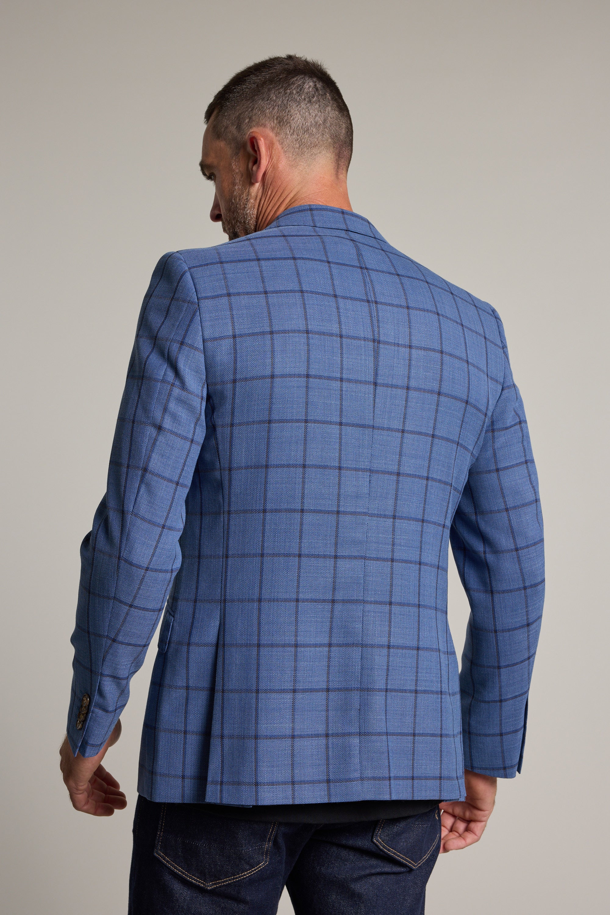 Barkers Flume Check Blazer in blue check, wool, additional view