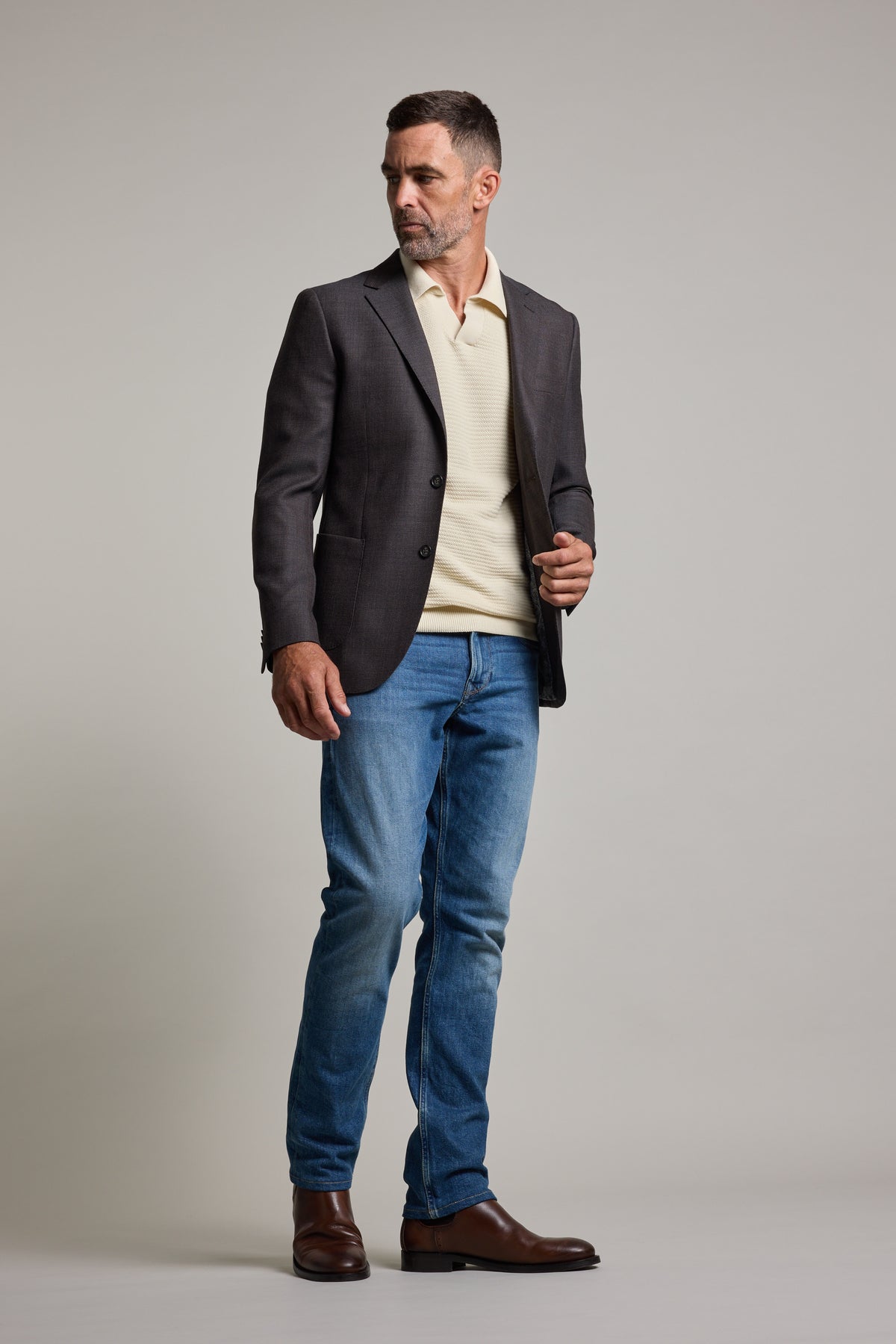 Shop Riverside Texture Blazer (BROWN) | Barkers