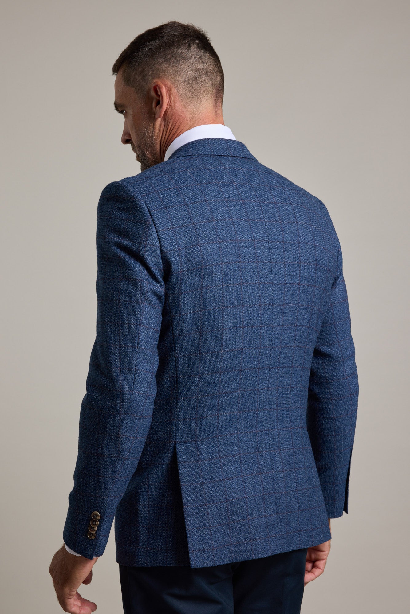 Barkers Findlay Check Blazer in blue, merino wool, additional view