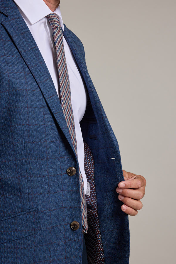 Barkers Findlay Check Blazer in blue, merino wool, additional view