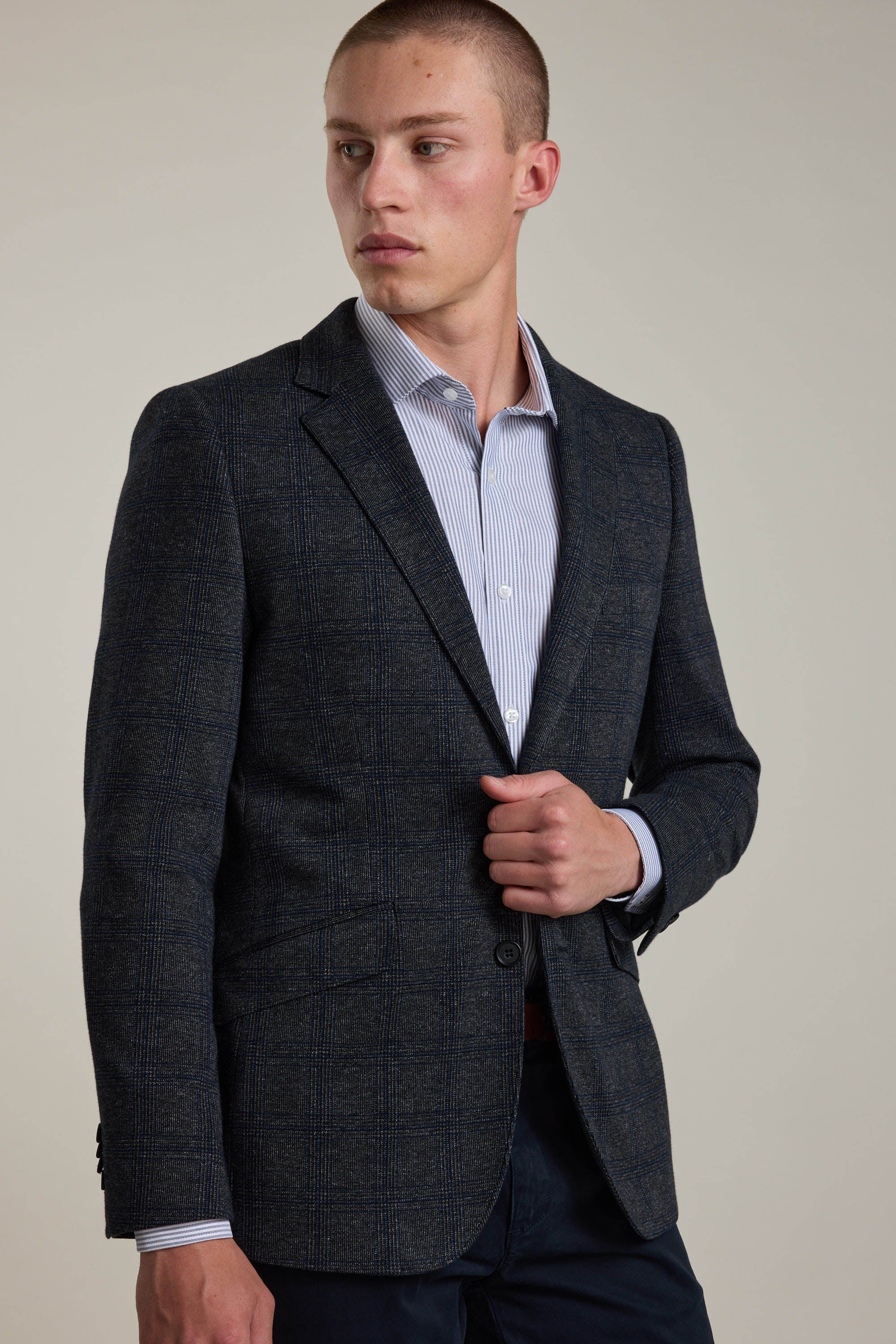 Barkers Manleigh Check Knit Blazer in charcoal, alternate view