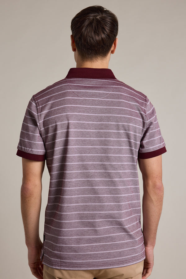 Barkers Oxley Mercerised Stripe Polo in burgundy, additional view