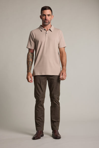Barkers Newland Mercerised Texture Polo in oatmeal, classic fit