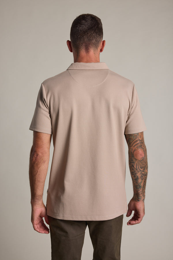 Barkers Newland Mercerised Texture Polo in oatmeal, classic fit, additional view