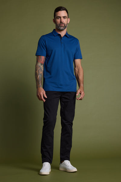 Barkers Flynn Mercerised Stripe Polo in navy