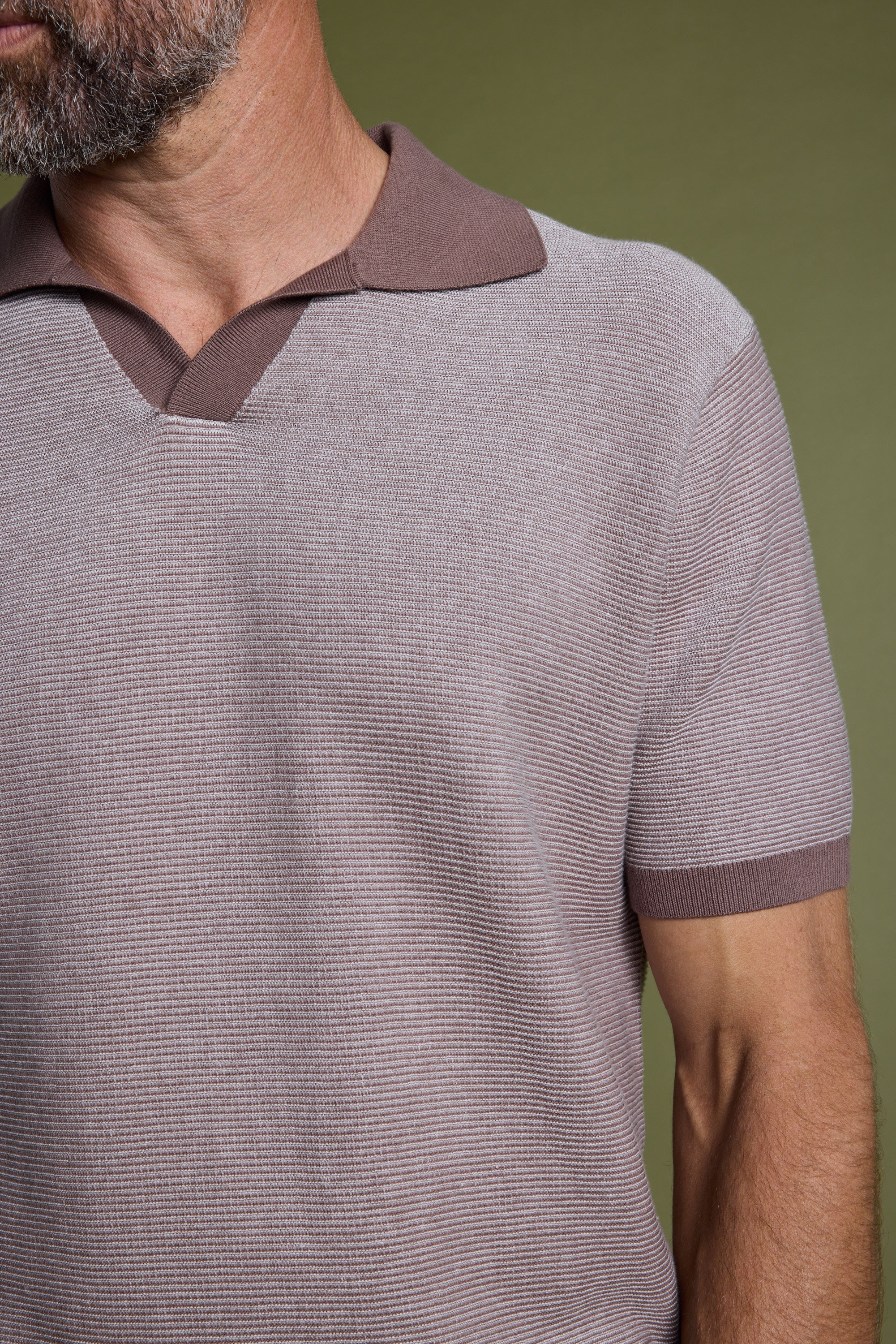 Barkers Rowan Knitted Polo in brown, relaxed fit, additional view