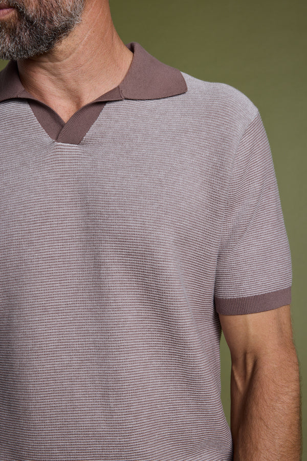 Barkers Rowan Knitted Polo in brown, relaxed fit, additional view