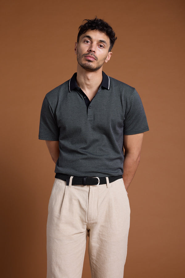 Barkers Olson Mercerised Texture Polo in black, classic fit, additional view