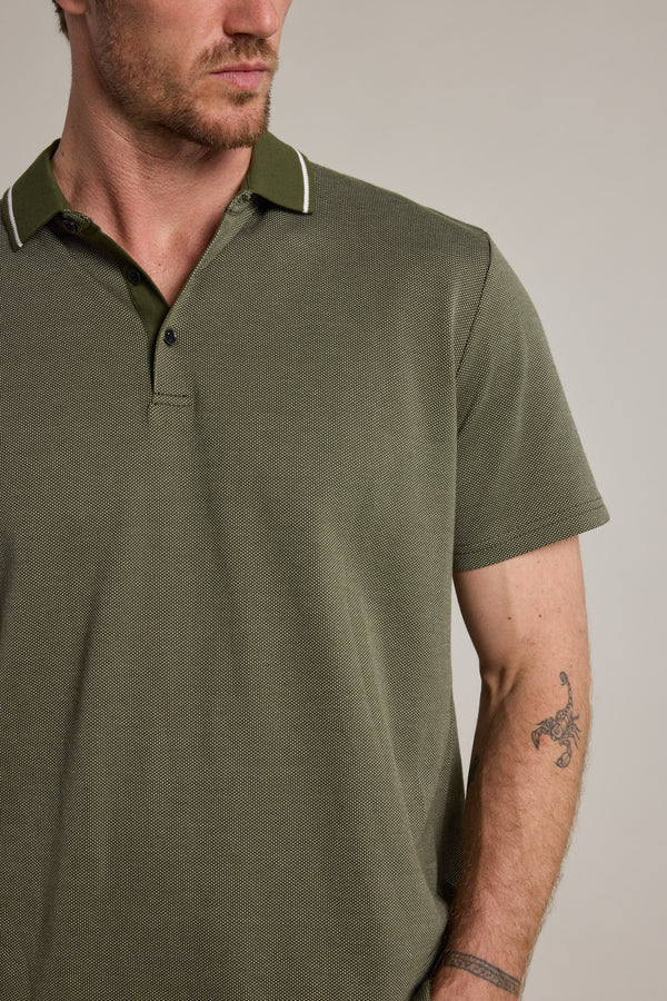 Barkers Olson Mercerised Texture Polo in khaki, classic fit, additional view
