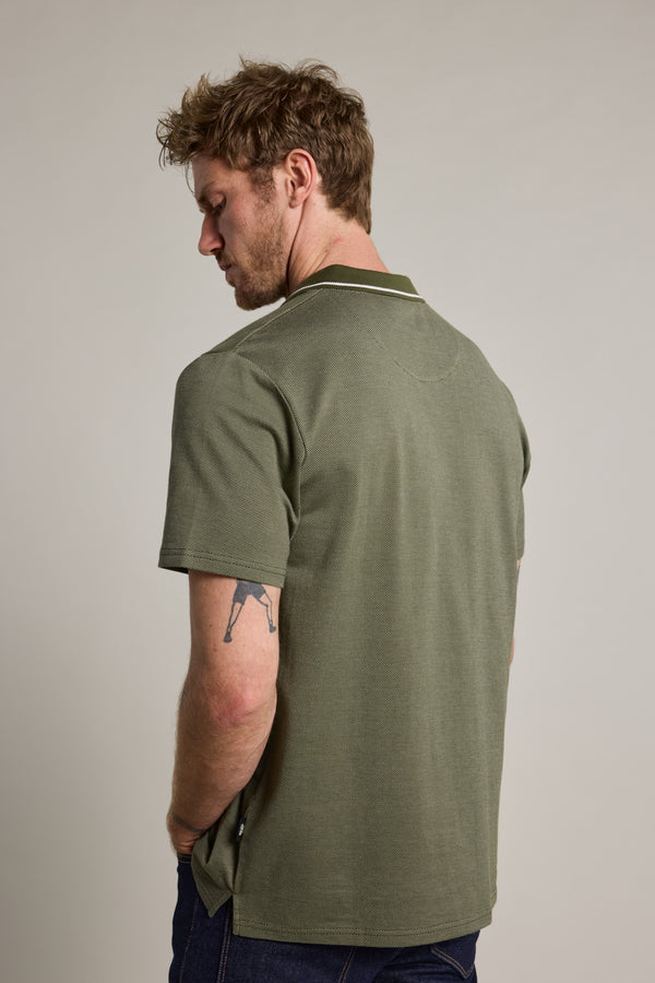 Barkers Olson Mercerised Texture Polo in khaki, classic fit, additional view