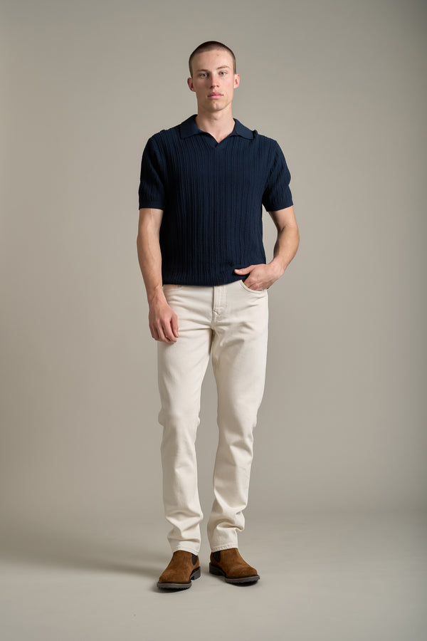 Barkers Marlton Knitted Polo in navy, cotton, additional view